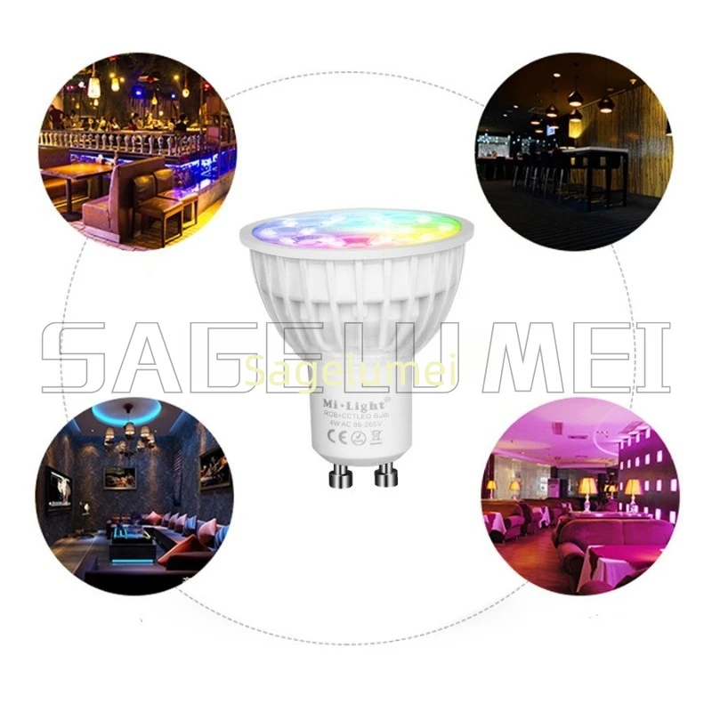 Mi Light AC85-265V 4 ワット LED 電球調光可能 MR16 GU10 RGB + CCT (2700-6500K) スポットライト屋内装飾 + 2.4 グラムワイヤレス RF LED リモート