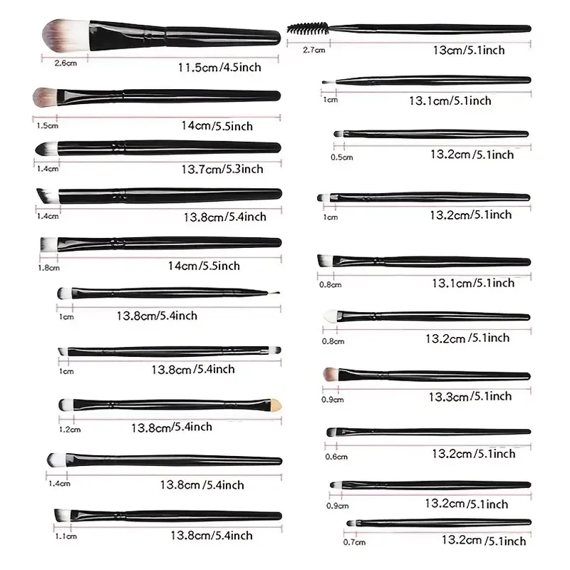 ชุดแปรงแต่งหน้ามืออาชีพ 20 ชิ้นสําหรับอายแชโดว์ รองพื้น อายไลเนอร์ ริมฝีปาก - สิ่งจําเป็นของเครื่องมือเครื่องสําอาง