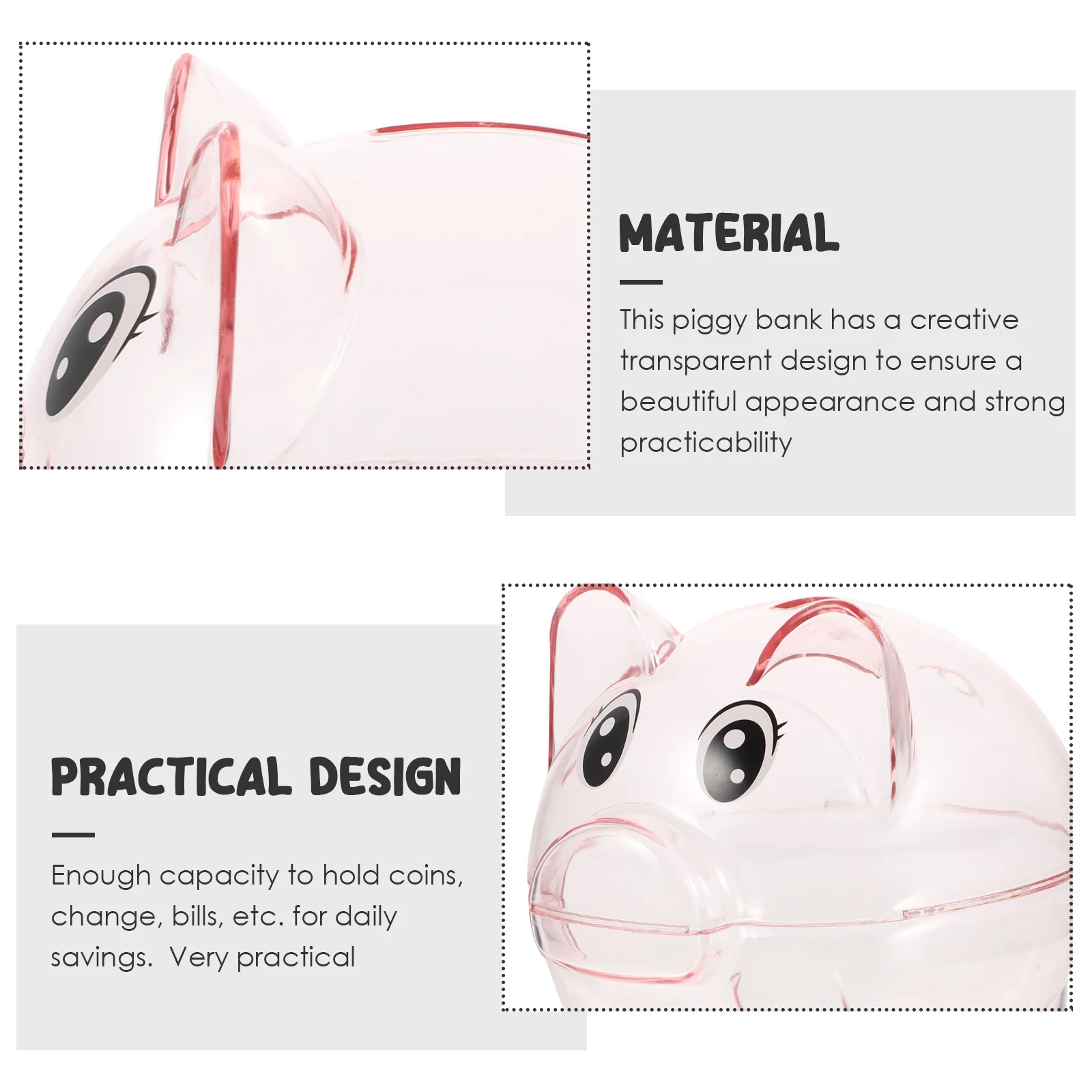 2Pcs Transparent Piggy Bank Jar for Kids Safe Coin Storage with Exquisite Craftsmanship Ideal Birthday Gift for Children Boys