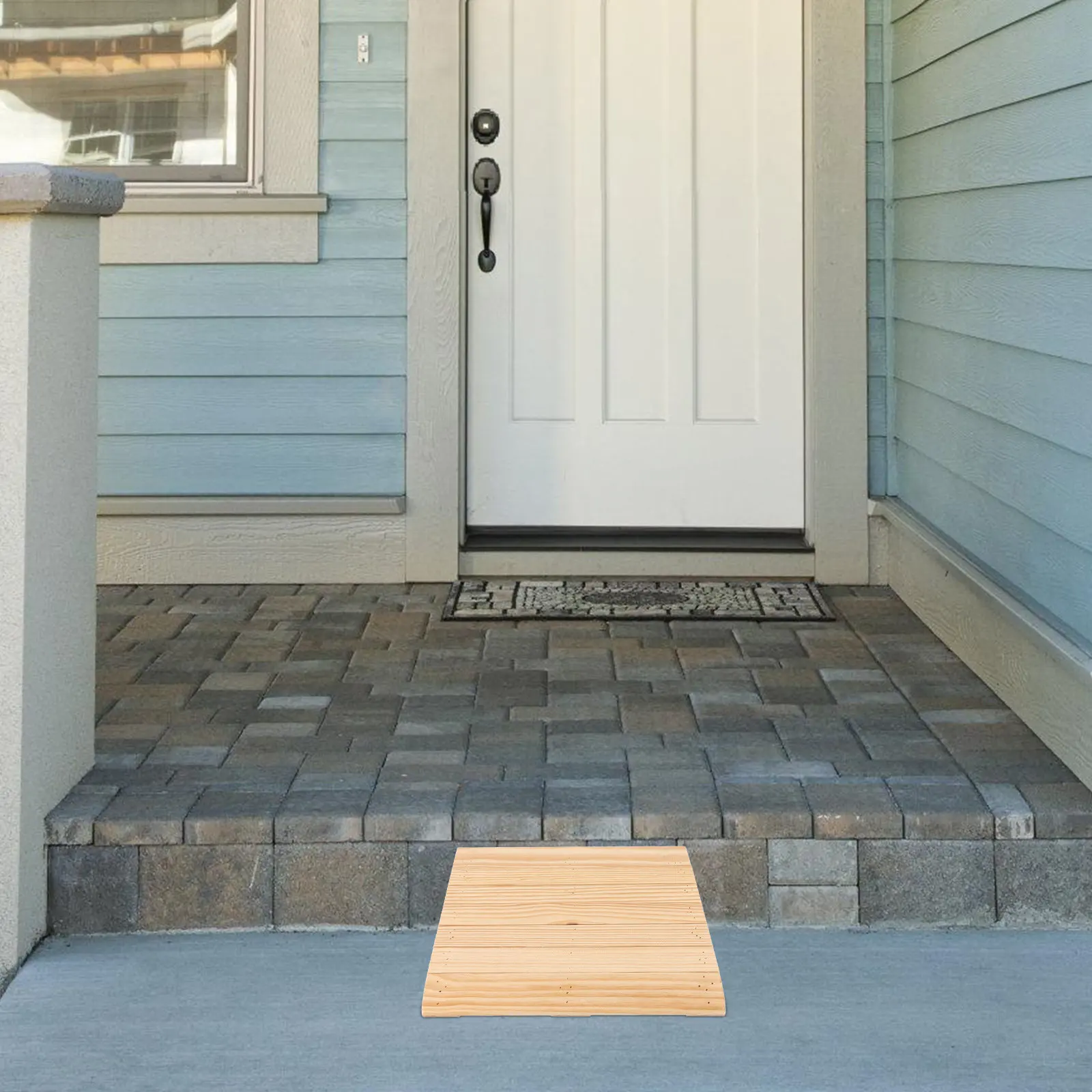 

Wood Threshold Ramp For Doorways Stair Entry Wheelchair Sweeping Robot Portable Non-Slip Natural Wood Ramp For Home Steps
