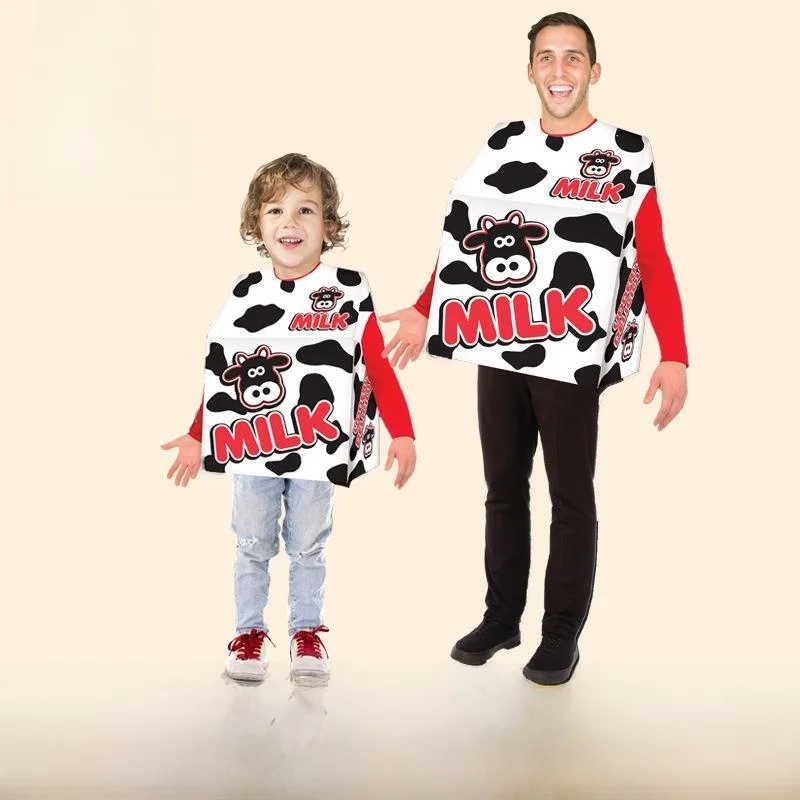 

Хэллоуин для взрослых, забавный пищевой ролевой костюм, коробка для молока, игровой сценический костюм, развлекательный реквизит, женский осенний кожаный костюм...