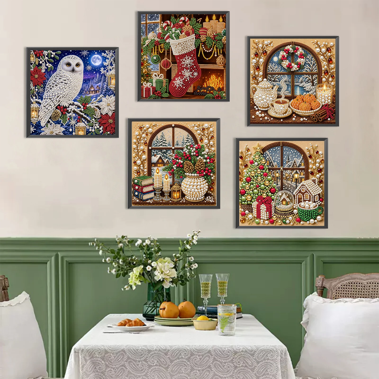 Art Craft Winter - طقم رسم فني باللؤلؤ ذاتي الصنع