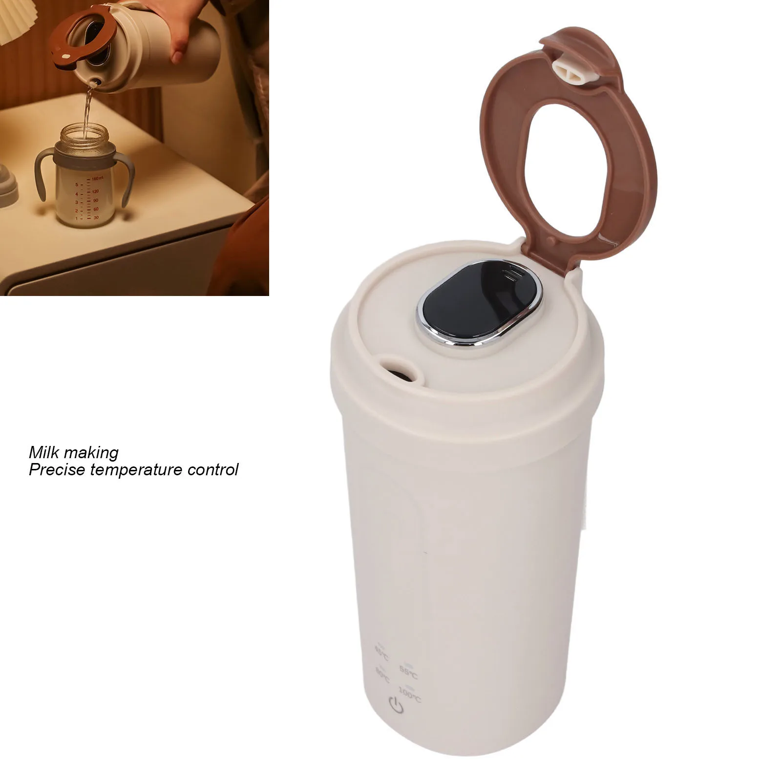 غلاية مياه صغيرة للسفر من الفولاذ المقاوم للصدأ قابلة لإعادة الشحن 500 مل غليان سريع 300 وات غلاية كهربائية محمولة لحليب الشاي والقهوة #5