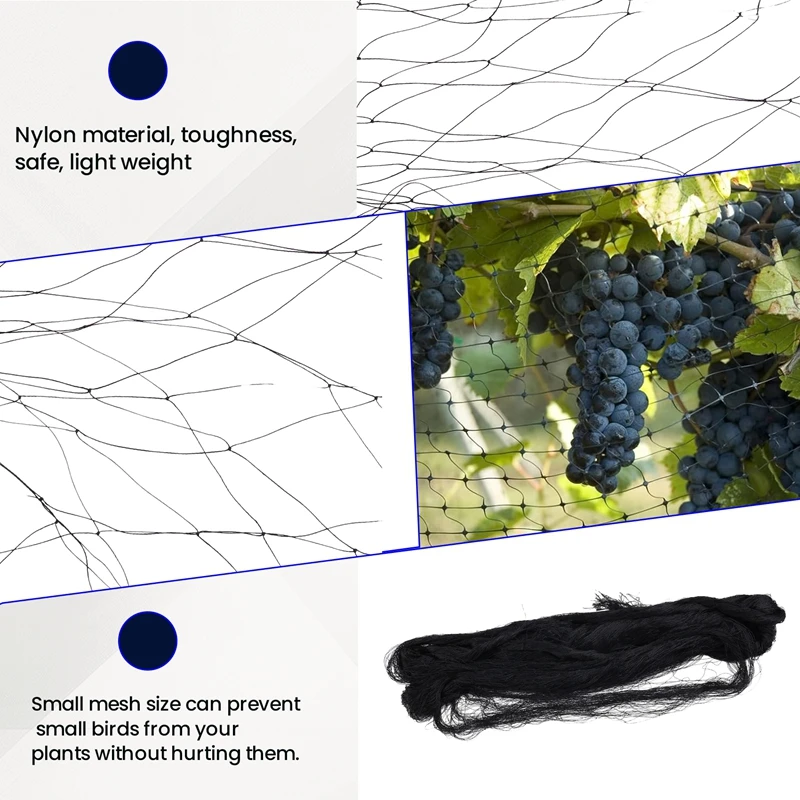 

Black Nylon Anti Bird Net Netting Mesh for Fruit Crop Plant Tree Bird-Preventing Netting 15X7.5M-A21I