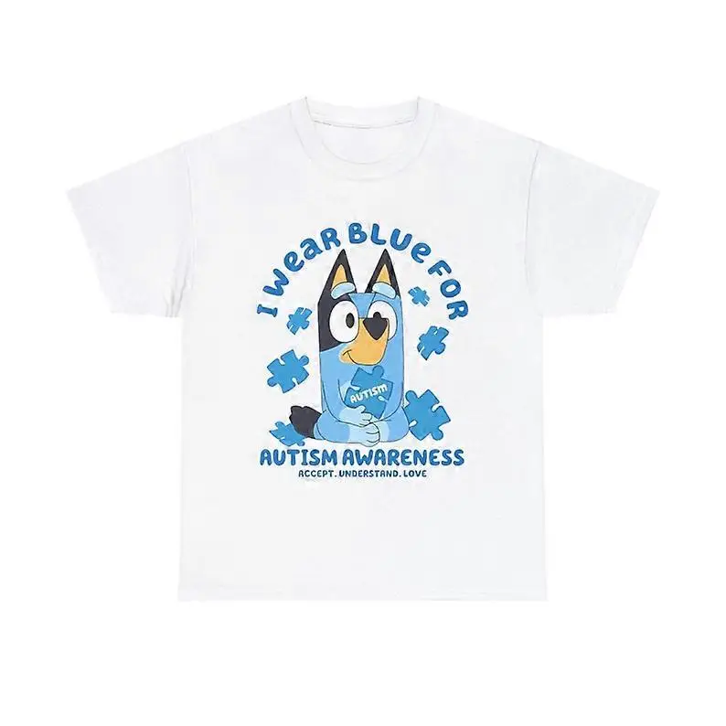 I wear blue for autism autism t shirt, valentines day gift, movie characters, trendy dog and friends t shirt, funny bluey-LTT203