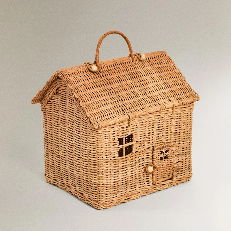

Wicker House Rattan Bags for Women Handbags Handmade Straw Storage Basket Bag NEW Candy Picnic Basket Box Bags Hollow Woven Bag