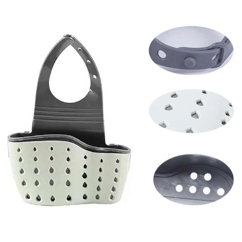 Soporte colgante para fregadero de cocina, cesta de drenaje ajustable para jabón, esponja, estante organizador para grifo de baño, accesorios de cocina