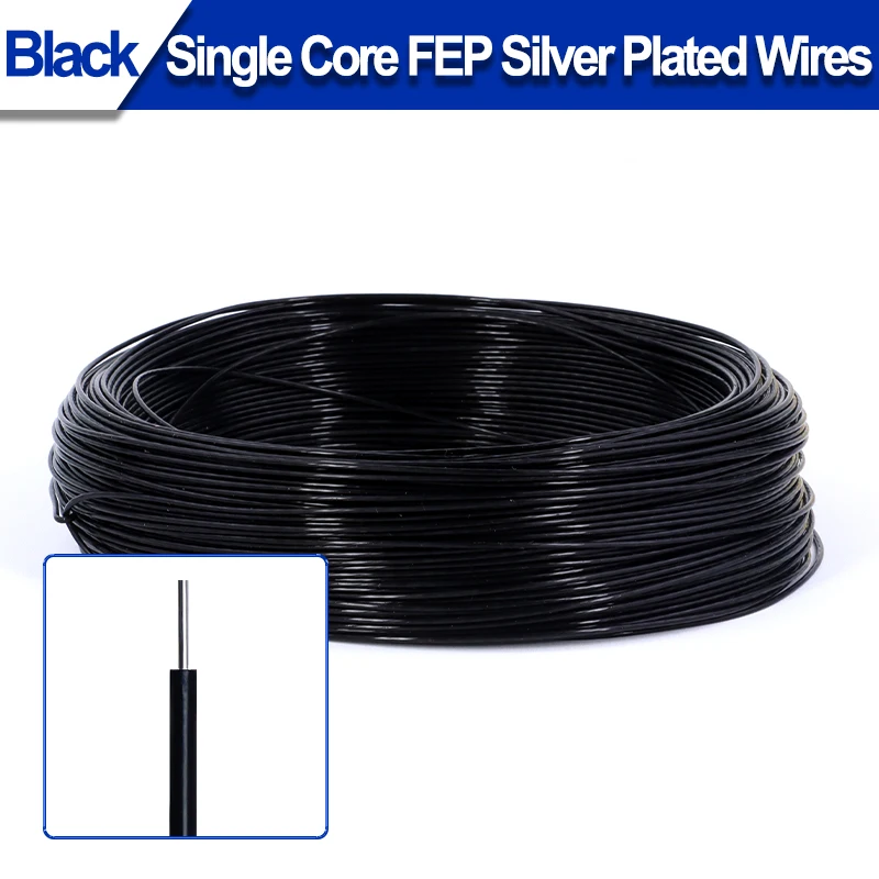 

Black Single Core PTFE Wire FEP Insulation Silver Plated Cable High Purity OFC Copper Wire Speaker Headphone Line 1~50 meters