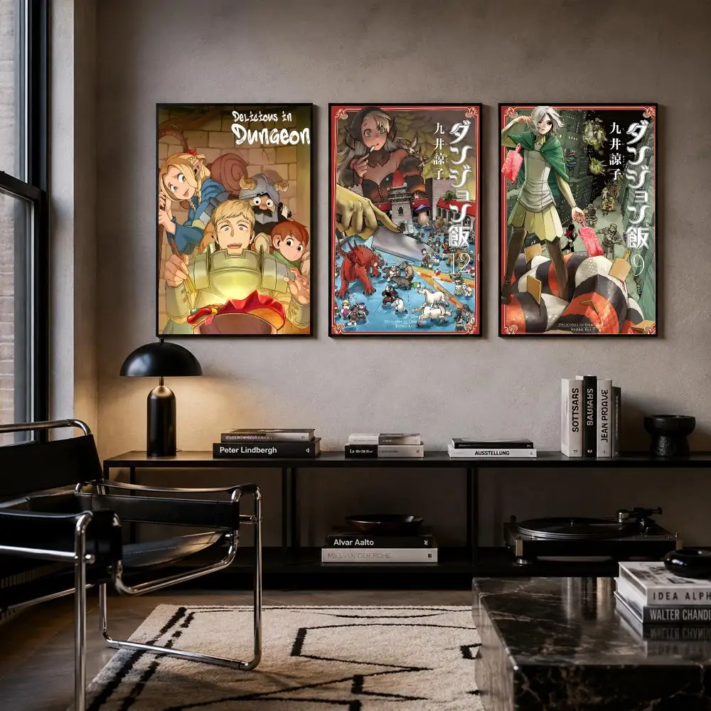 Anime Dungeon Meshi Poster Self-adhesive Art Waterproof Paper Sticker Coffee House Bar Room Wall Decor