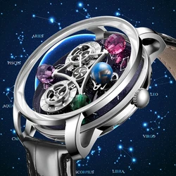 2024 PINDU erkek saati En Lüks Marka Dönebilen Takımyıldızı Kadran MIYOTA 8215 Hareketi Gecede Glow Relogio Masculino + Kutu