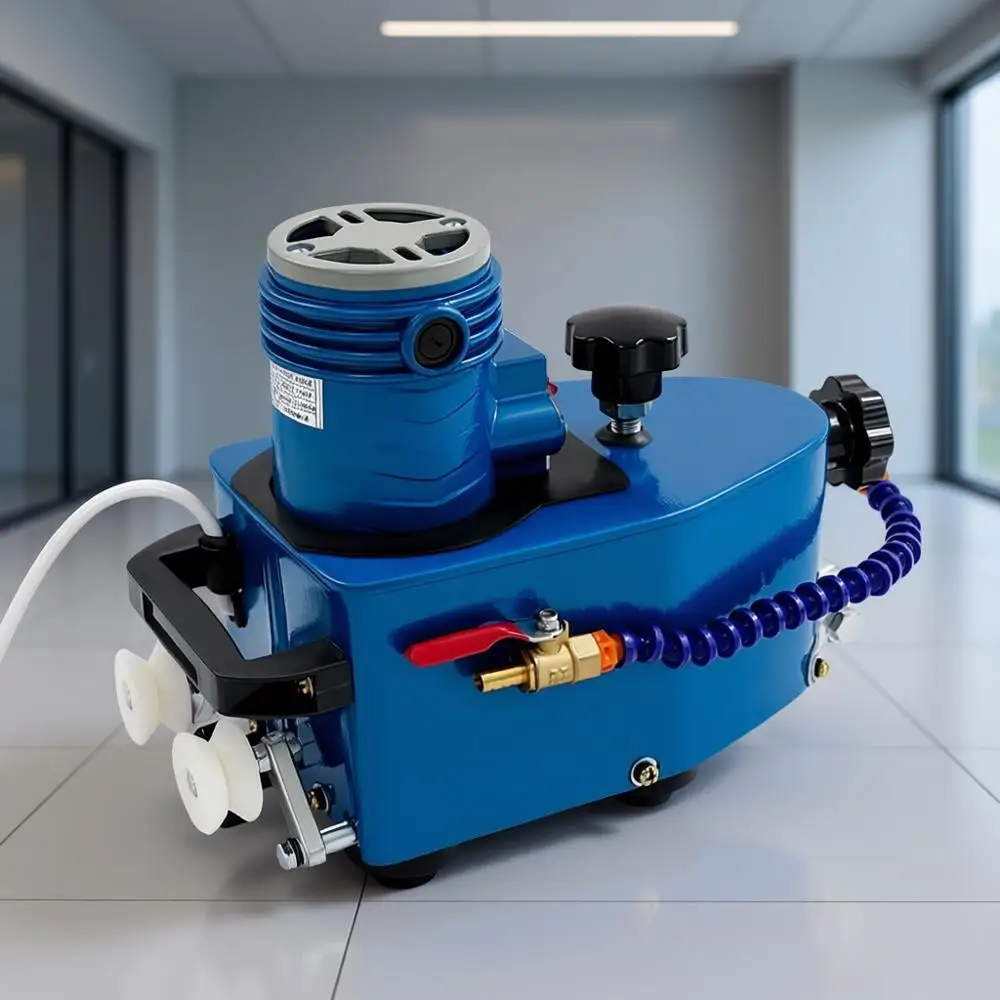 مطحنة وملمع حافة زجاجية محمولة 1100 وات للحجر والسيراميك، سمك 3-20 مم، 8000 دورة في الدقيقة، عجلات متعددة الأشكال، أزرق