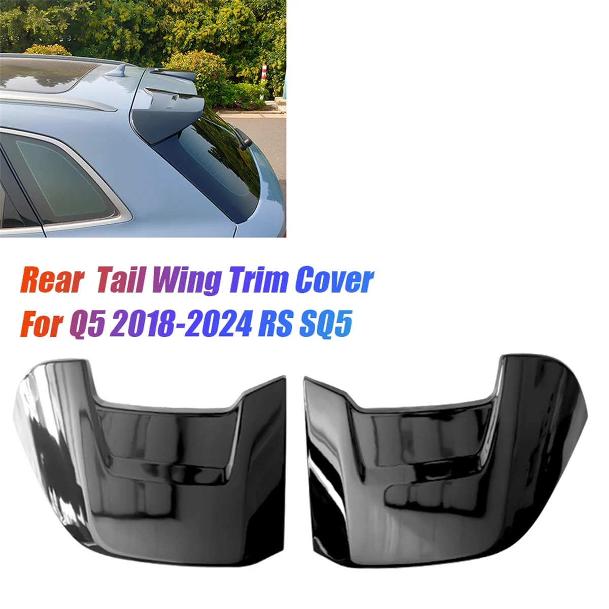 1Pair ABT Tail Wing Trim Cover for Q5 2018-2024 SQ5 Car Rear Wing Fixer Spoiler Decorative Combustion Speed Set