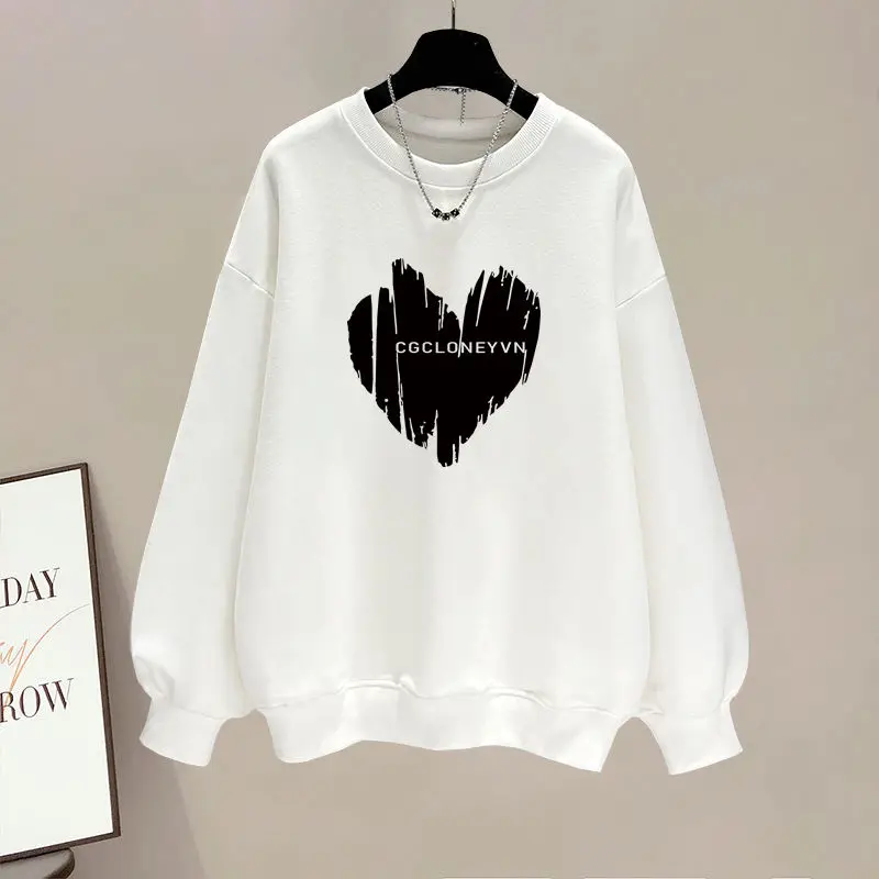 New O-neck Sweatshirts Autumn Winter Thick Pullovers Long Sleeve Tops Fashion Loose Ladies T-Shirts Printing Women's Clothing