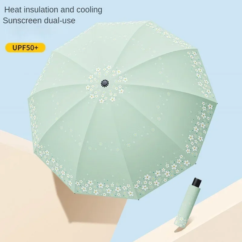 비 우산 대형 파라솔 여성용, 10 뼈, 창의적인 수동 우산, 3 단 자동 우산, 3 단 우산