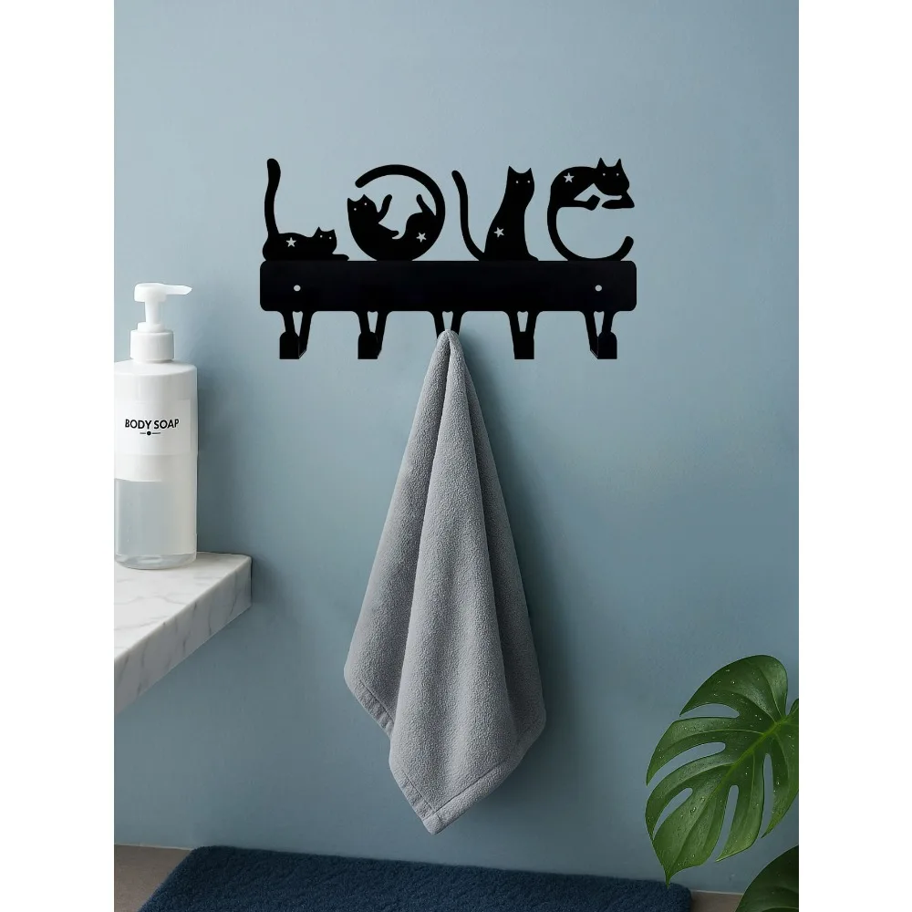 Cat Shaped Wall Hook Rack, Multi-Use Hanger for Home Decor
