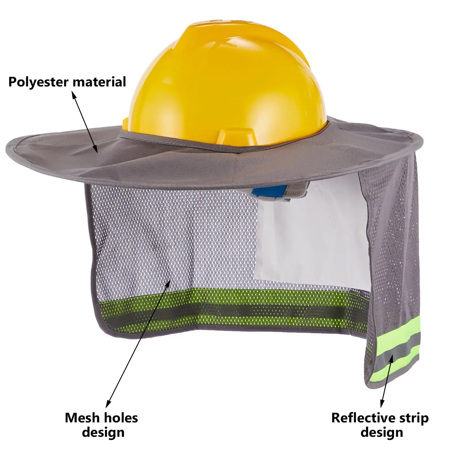 Full Brim Hard Hat Shade Neck Protector Safety Sun Visor Reflective Band Outdoor Work Cover Accessories