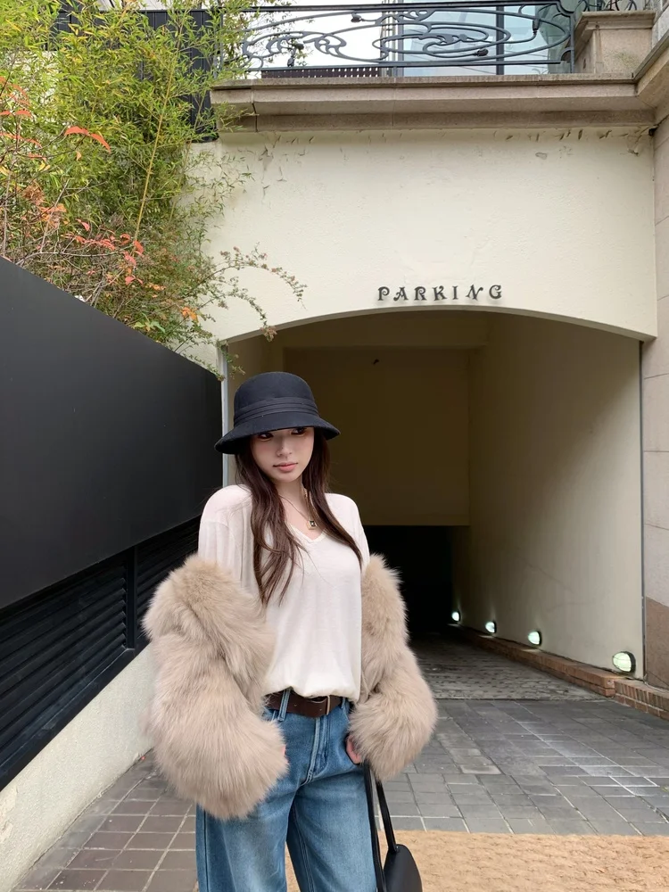 

YUYEE Красивый женский вязаный топ из мериносовой шерсти с V-образным вырезом, модный универсальный лонгслив для повседневной носки