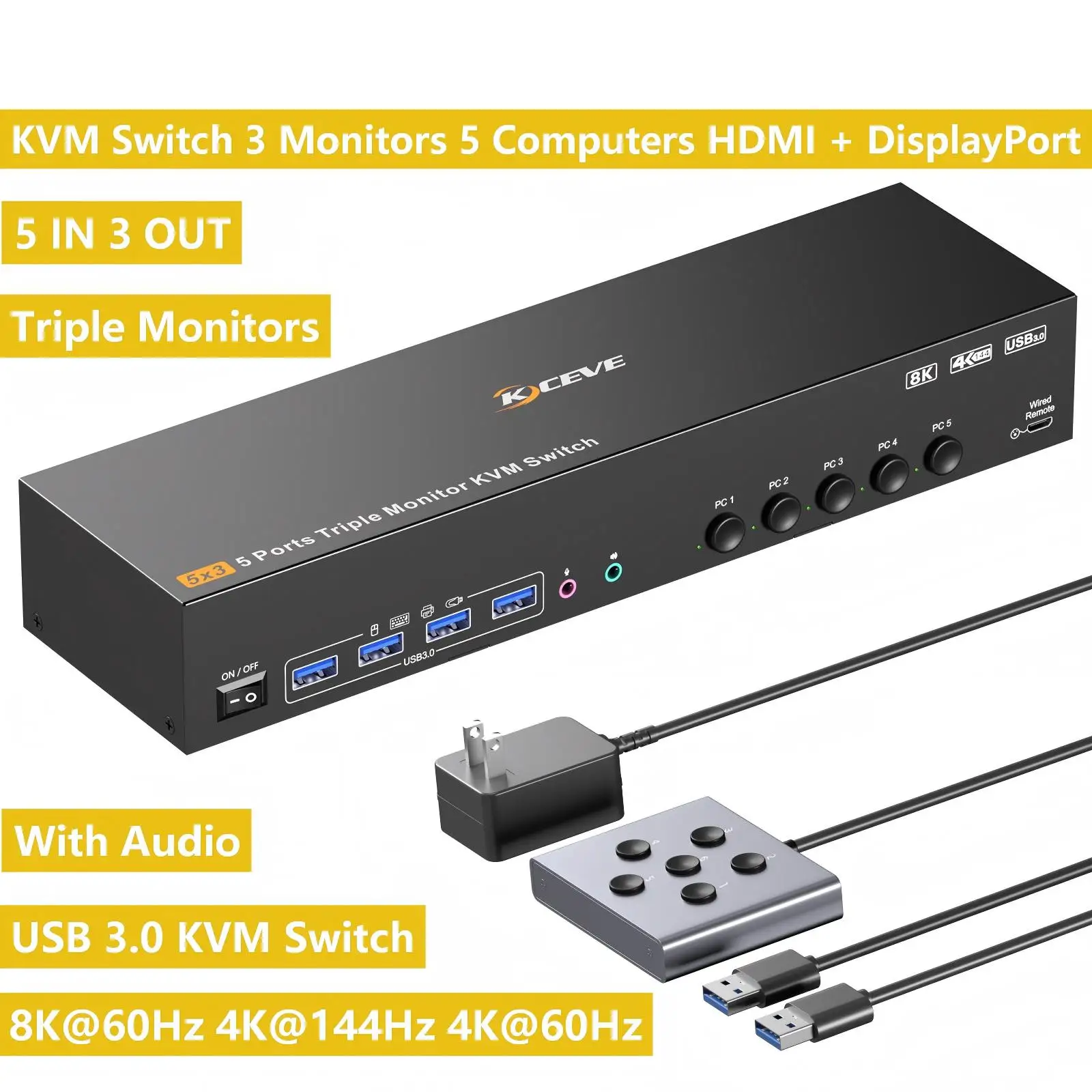 conmutador-kvm-para-3-4-monitores-5-4-computadoras-hdmi-displayport-8k@30hz-4k@144hz-triple-cuadruple-monitor-kvm-para-5-4-pc-4-3-puertos-usb-nuevo