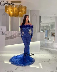 Robes De Soirée New Fashion Crystals Evening Dresses Mermaid Off Shoulder Evening Gowns Long Sleeves Formal Occasion Dresses