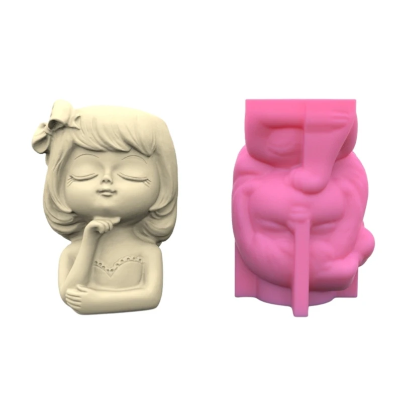 

Girl Flower Pot Silicone Resin Mold Epoxy Resin Casting Succulent Pot Mould