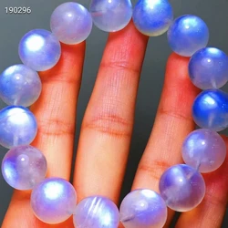 Natural Moonstone Blue Light Clear Beads Bracelet Women Men Stretch 14mm Crystal Moonstone Clear Round Beads Bracelet AAAAAAA