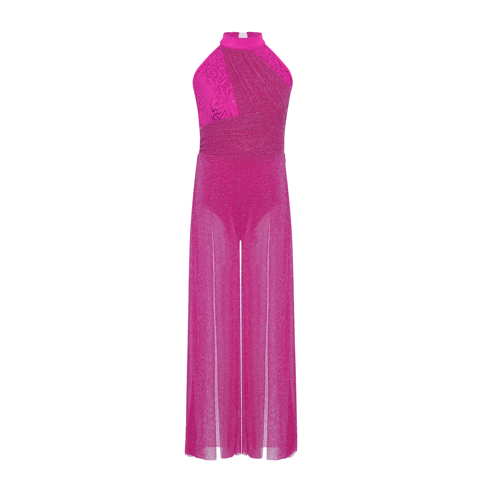 Mädchen Gymnastik- und Ballett-Einteiler Glänzender Pailletten-Jumpsuit für Moderne Zeitgenössische Lyrische Tanz-Performance Kostüme Tanzbekleidung – Detail 22