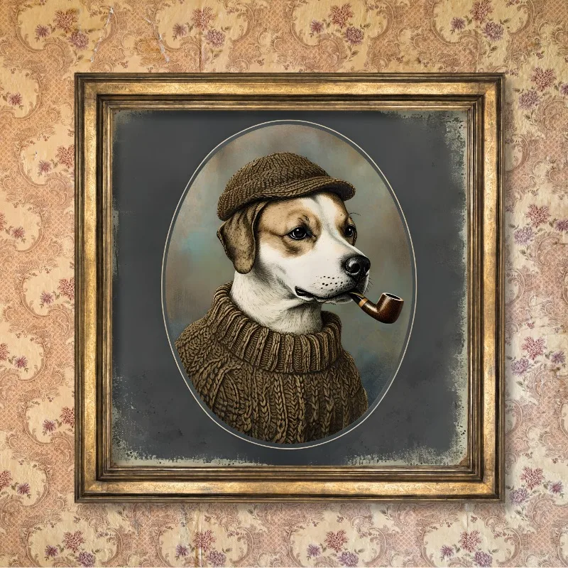 خمر بحري الساحلية نمط الحيوان الكلاب الراكون الدب التدخين ملصق فني حائط لوح رسم يطبع صورة غرفة ديكور المنزل #2