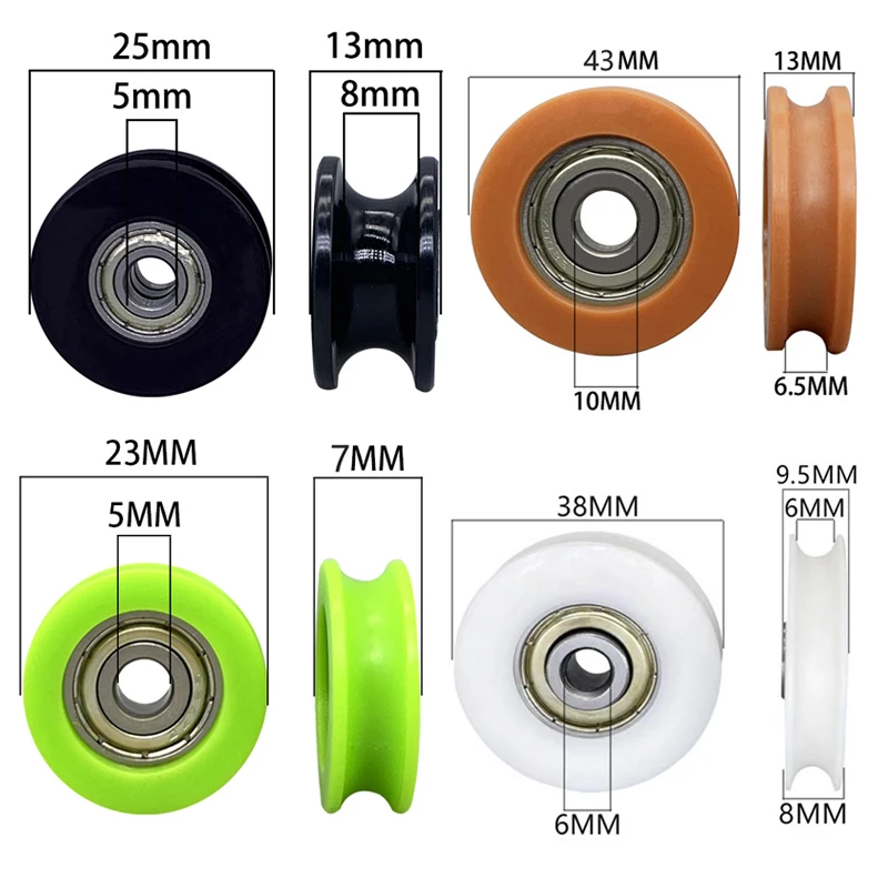 U-groove Nylon Round Pulley Ball Bearing Wheels, Used For Door And Window, Shower Pulley, Drawer Sliding Door Diameter 23-43mm