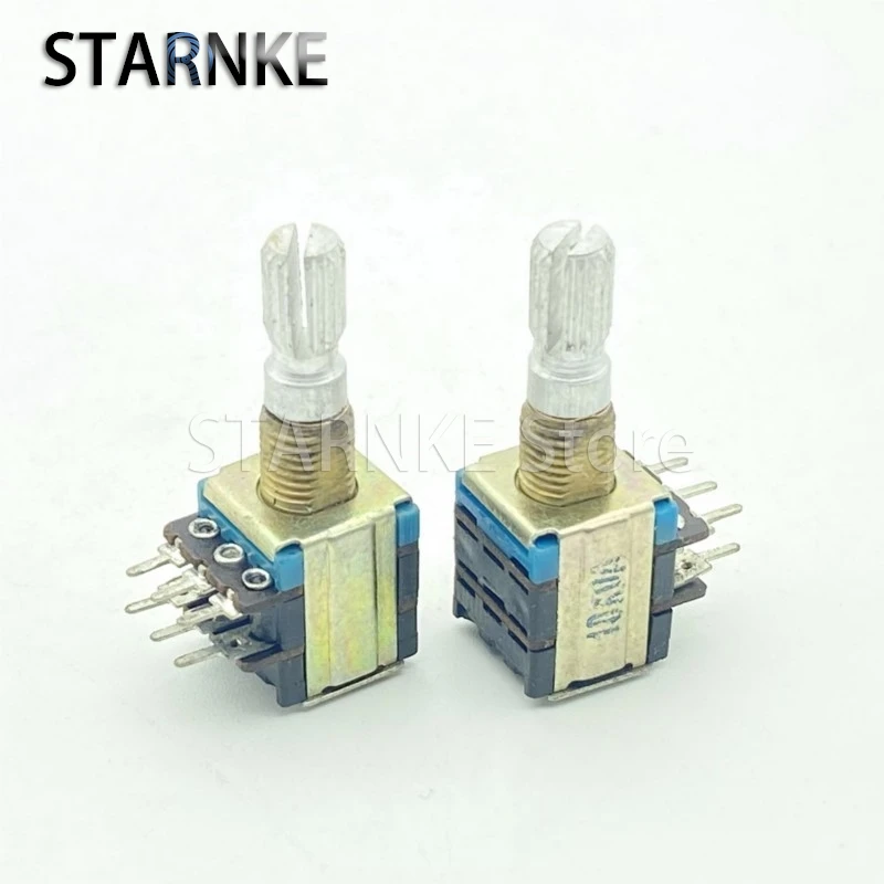 2PCS 12 Typ A10K 6-pin Dual Computer Lautsprecher Verstärker Audio Volumen Potentiometer 20mm Achse Länge A103