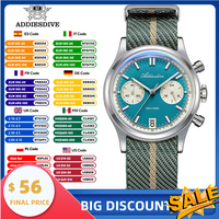 ADDIESDIVE NEW AD2095 Men's Watches VK64 Movement Quartz Wristwatch Waterproof 100m Chronograph AR Coating 38mm Luxury Watch Man