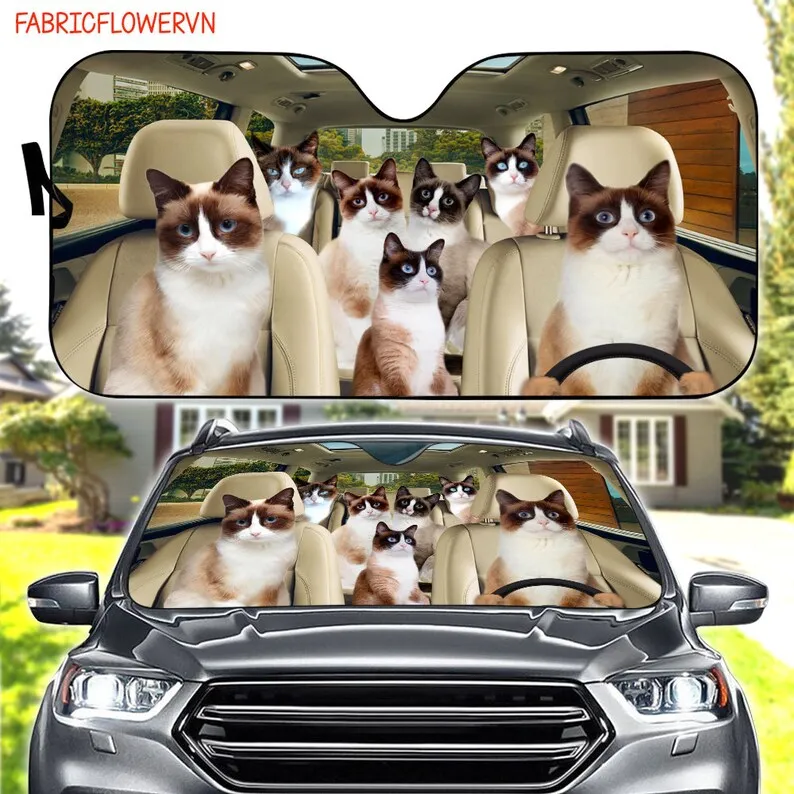 

Snowshoe Cat Car Sunshade, Snowshoe Cat Car Decoration, Cat Windshield, Cat Lovers Gift, Cat Car Sunshade, Gift For Mom, Gift Fo