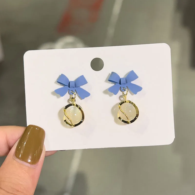 Blue Bowknot Women's Dangle Earrings Small Acrylic Pendants Wrap Geometric Bohemian Ear Jewelry aretes de mujer modernos 2023