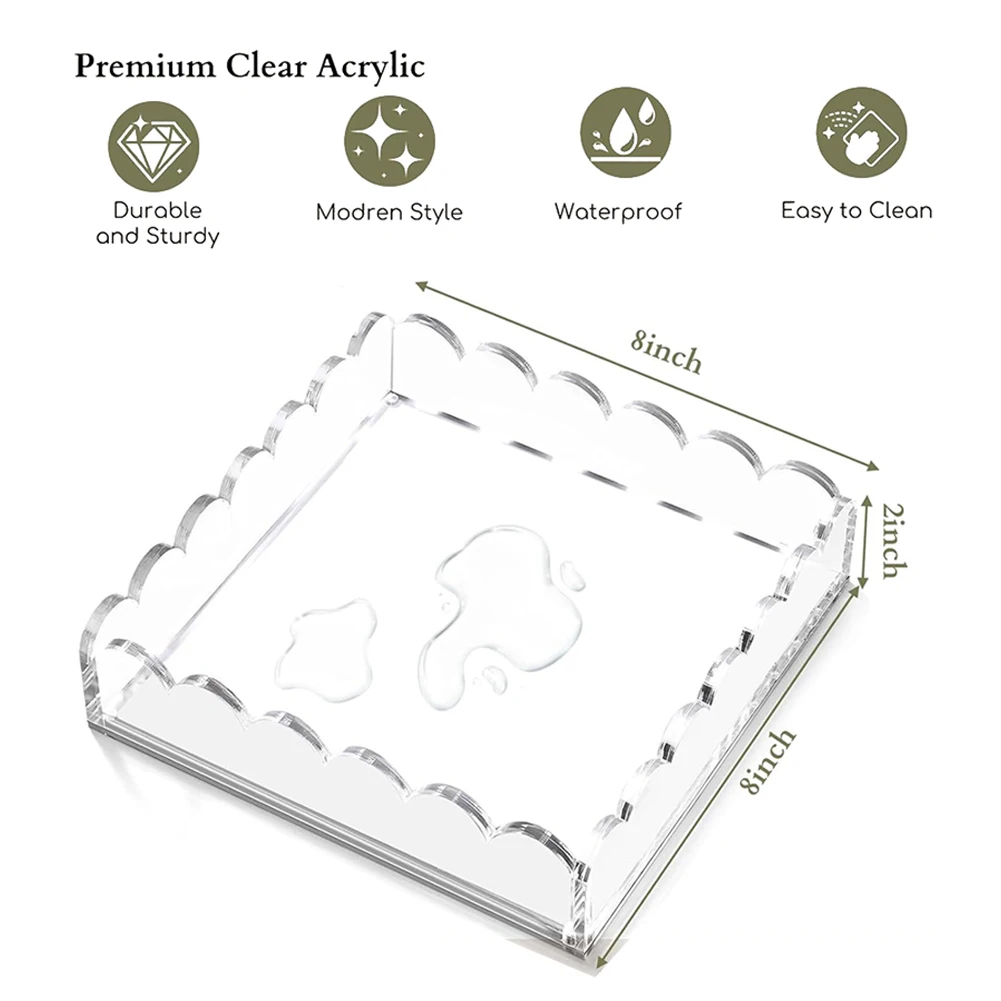 Anniversary Present 5*7 Inches Acrylic Scalloped Tray Customizable Home Accessory Modern Tray Elegant Tray Home Organization