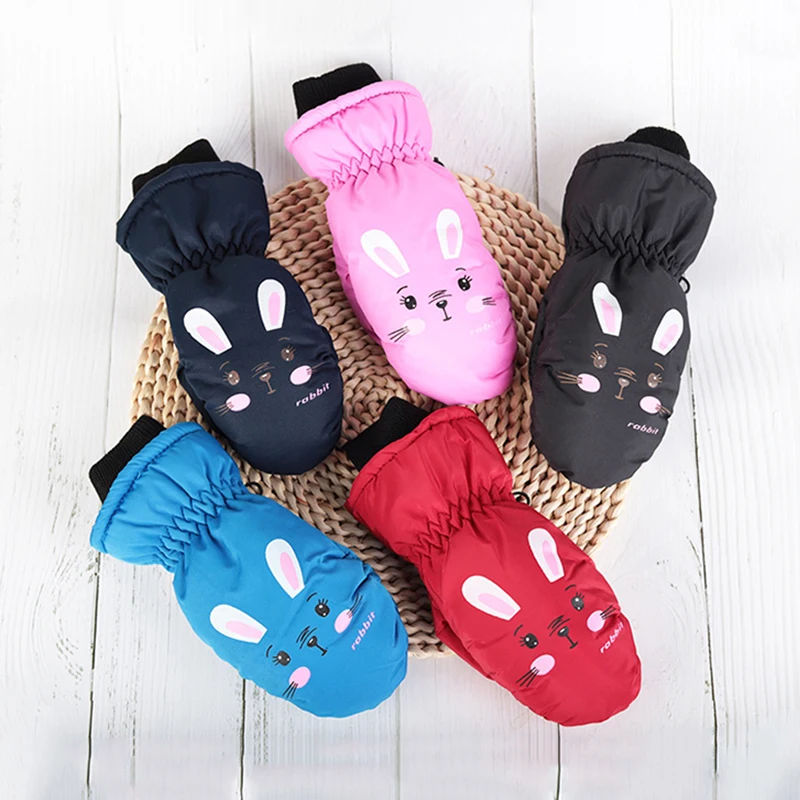 Cute Cartoon Children Ski Gloves Thicken Warm Kids Mittens 2-5Year Boy Girl Winter Windproof Outdoor Sport Glove Baby Hand Cover
