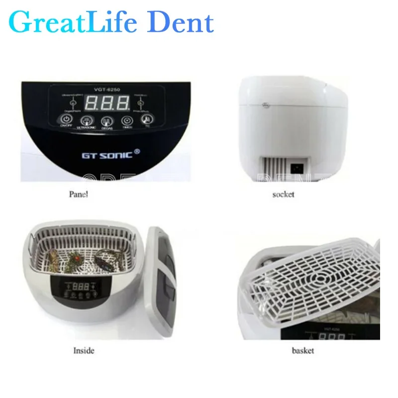 GreatLife Dent Jewelry Glasses Tooth 2.5l Timer detergente ad ultrasuoni detergente per denti dentale detergenti ad ultrasuoni per uso domestico ad