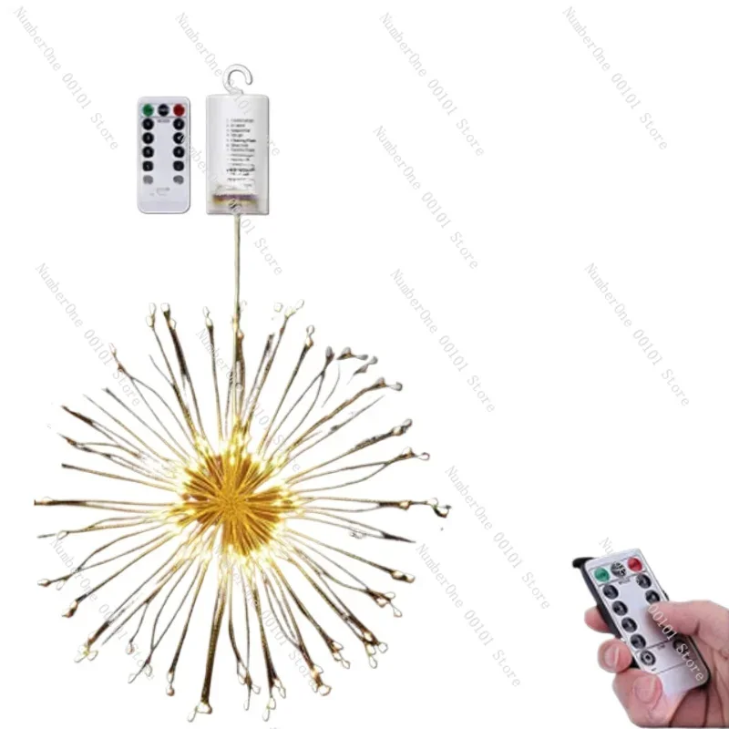 Christmas led light explosion smoke lamp outdoor waterproof remote control battery box star light string decorative lights