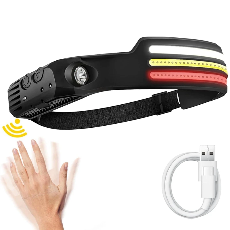 Recarregável LED Head Light Lamp, Lanterna para caminhadas, Reparando a pesca, 10 modos