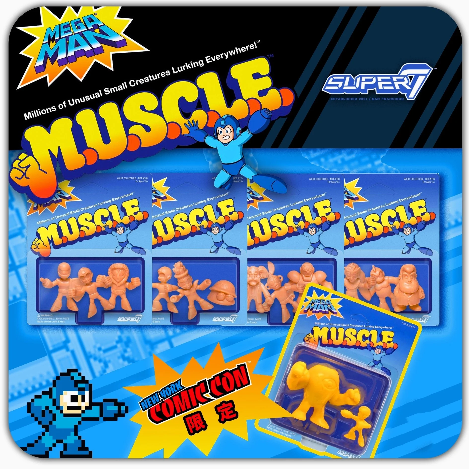 

【In Stock】Super7 Mega Man Muscle Carded Figure - Retro Gaming Collectible, Trendy Toy for Mega Man Fans