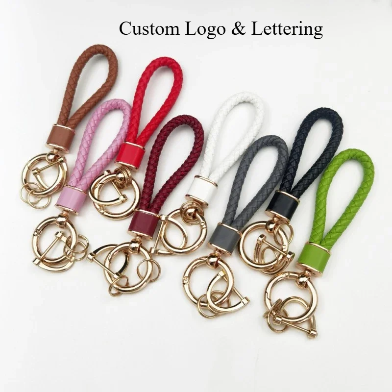 Custom Leather Rope Car Key Rings DIY Car Bag Pendant Quality Trinket Key Chains for Men and Women Gift Accessories Keychain