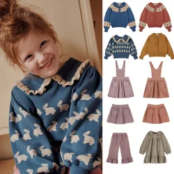 Girls Sweater 2024 Fall And Winter New Printing Fashion Korean Knitted Jacket Cotton Embroidery Cute Dress Children's Clothing