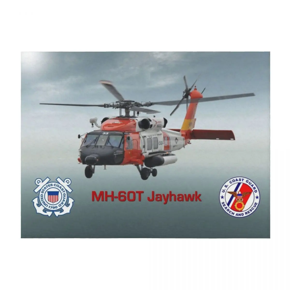 

MH-60 Jayhawk USCG SAR Throw Blanket Soft Plaid valentine gift ideas Cute Plaid Blankets