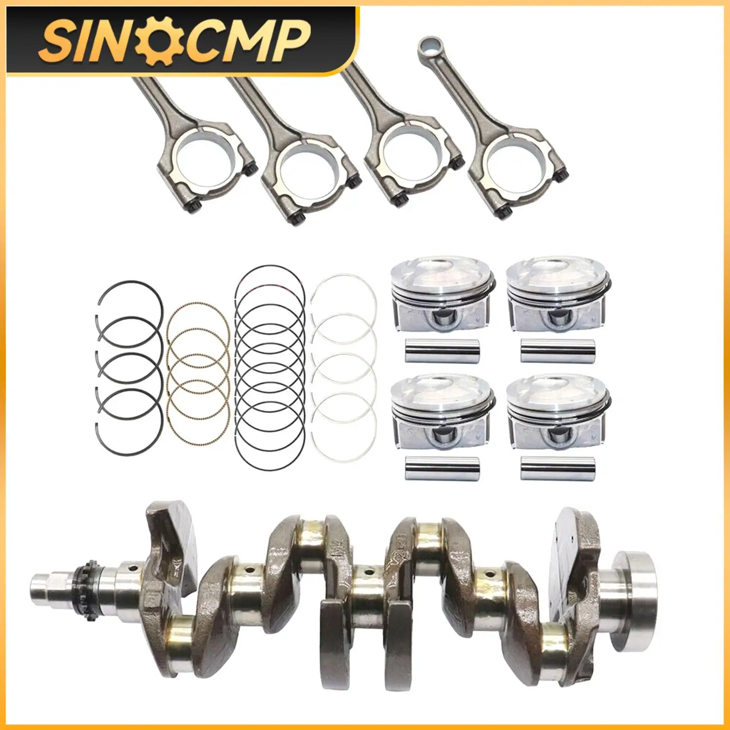 1Set Connecting Rod+Piston Kit+Crankshaft 23041-2B600 23041-2B610 For 2012-2017 Veloster Accent Rio 1.6L Car Replacement Parts