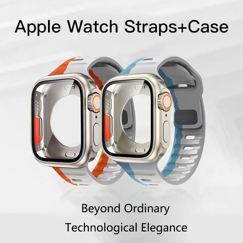 Силиконовый ремешок и ремешок для Apple watch band 9 8 7 6 SE 5 4 40 мм 44 мм 41 мм 45 мм, резиновый браслет для i watch series 1/2/3 38 мм 42 мм