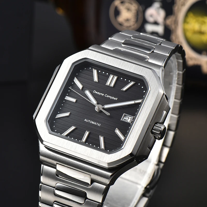 

Механические часы 43,5 мм с механизмом NH35, светящимися стрелками, сапфировым стеклом, водонепроницаемыми, модными и модными наручными часами.