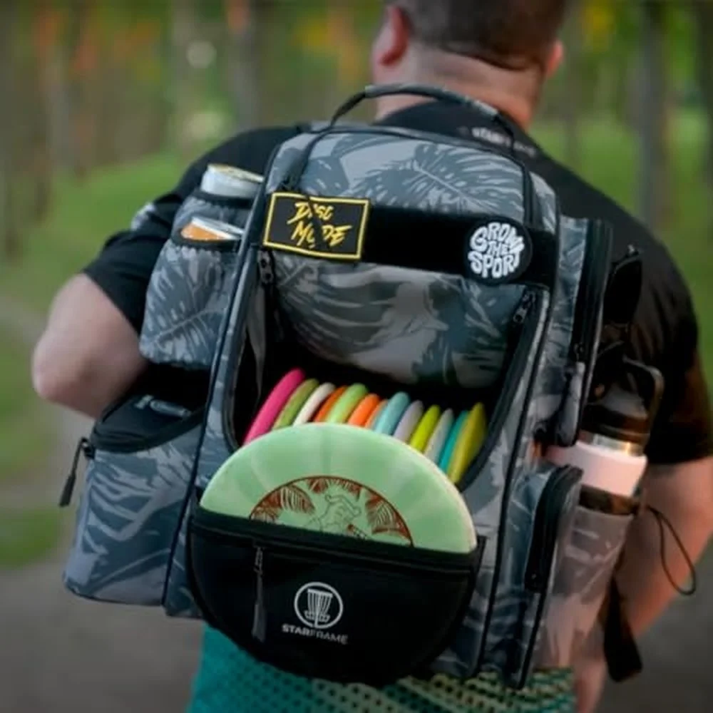Beast Disc Golf Bag With Cooler 25+ Disc Frisbee Golf Backpack 3 Can Insulated Cooler Light Durable Gray Men Women Disc