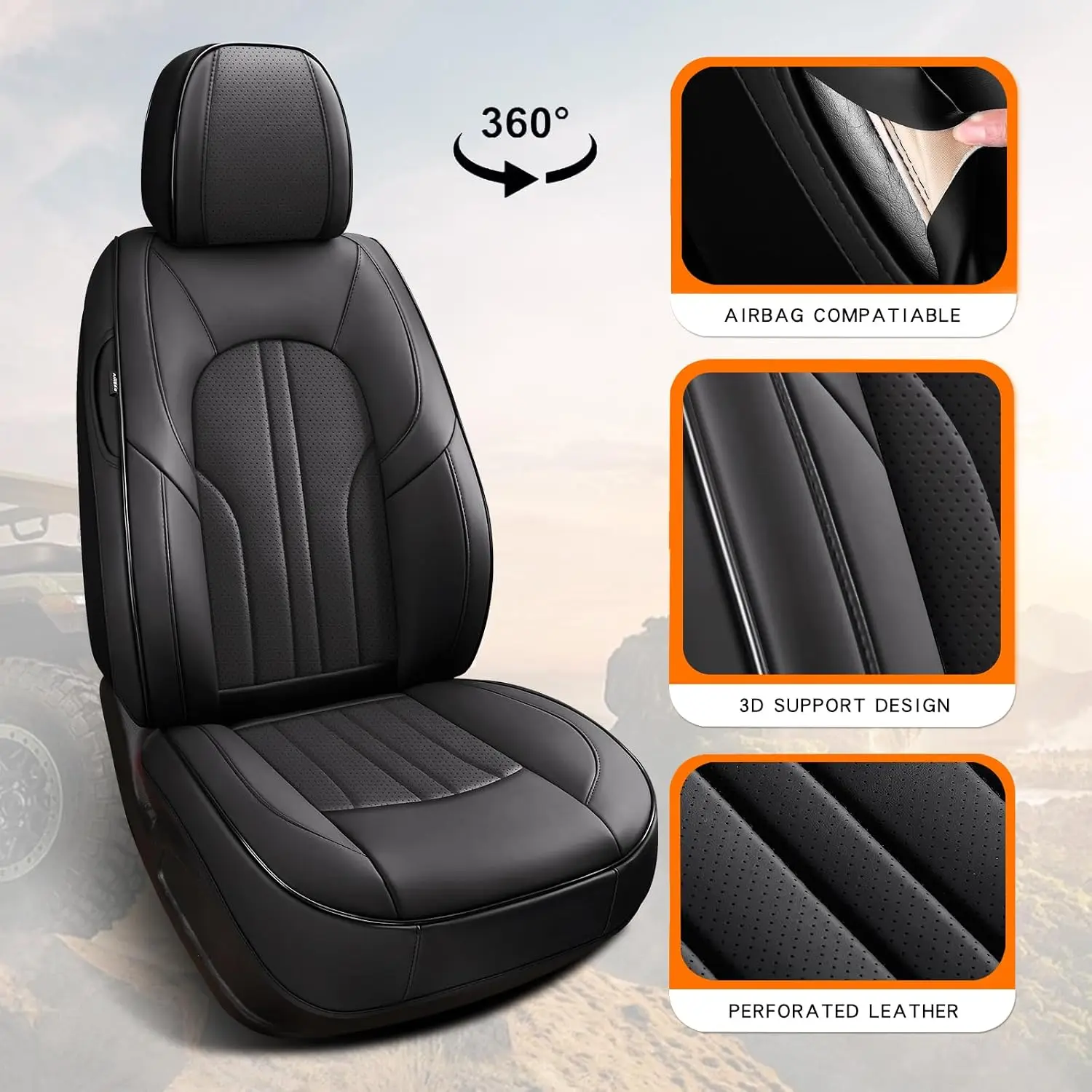 Waterproof Faux Leather Car for SEAT Covers Front/Rear for SEAT Cover Set Black for Most Vehicle Models