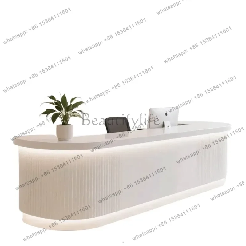 PG Boutique Front Desk Reception Counter Design Solid Wood Reception Desks Beauty Salon Classic Mostrador Recepcion Furniture