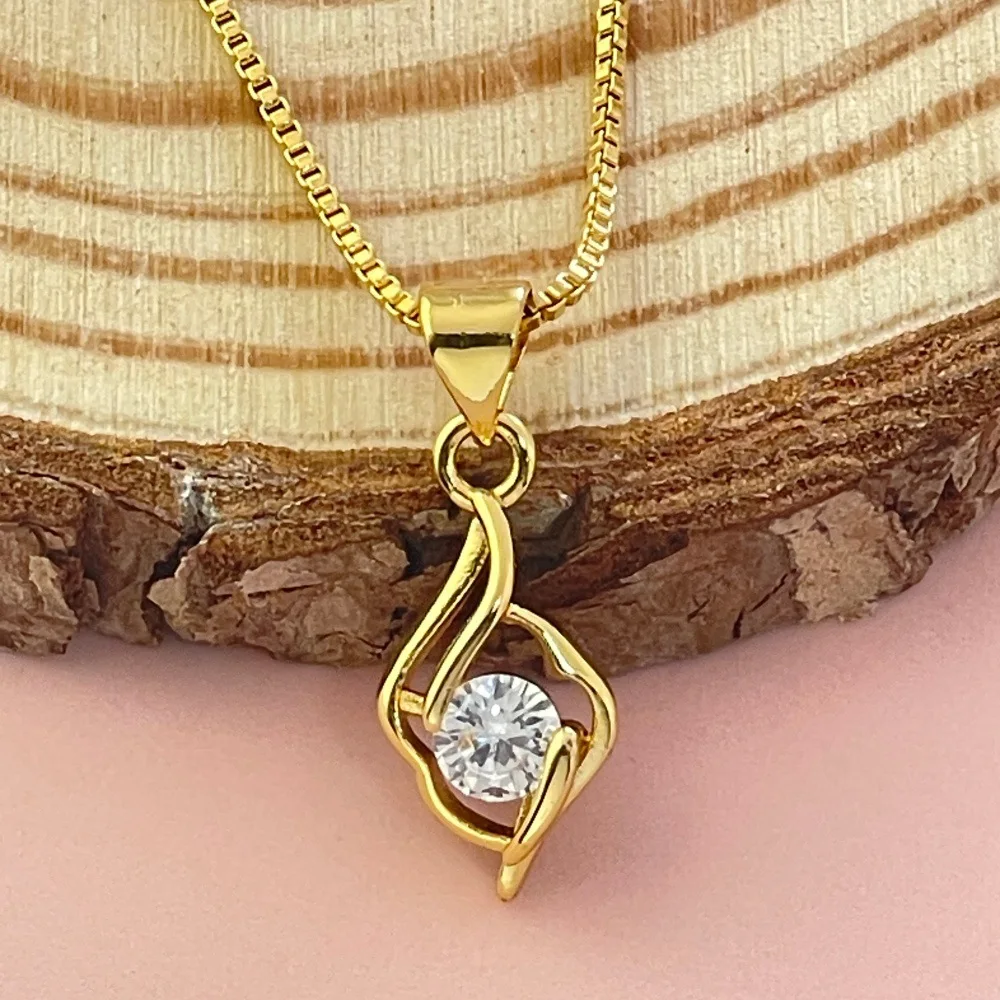 

Romantic Gift Fresh Style Zircon Pendant Necklace For Women 24K Gold AU999, delicate and with nice meaning