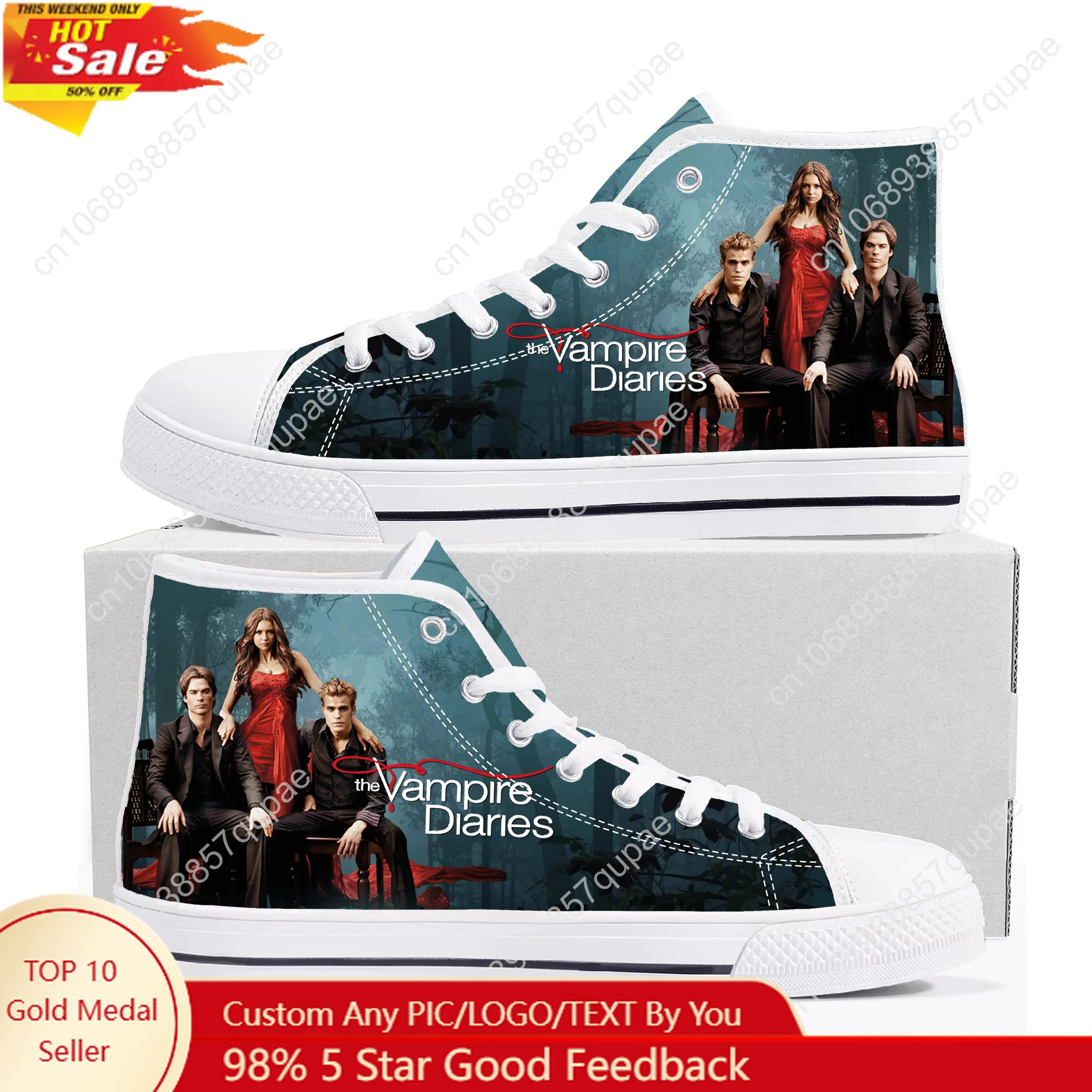 

The Vampire Diaries High Top High Quality Sneakers Twilight Mens Womens Lightweight Canvas Sneaker Ghana Casual Custom Shoes