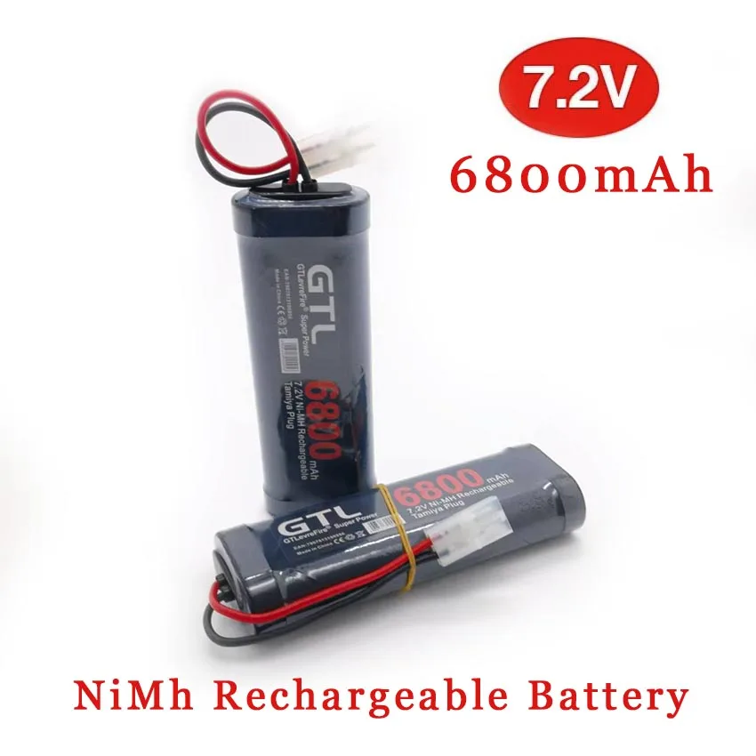 

7.2V 6800mAh NiMH Battery Pack for RC Car Truck Bugibot Tank - Gray Dinner Power Supply with Tamiya Connectors